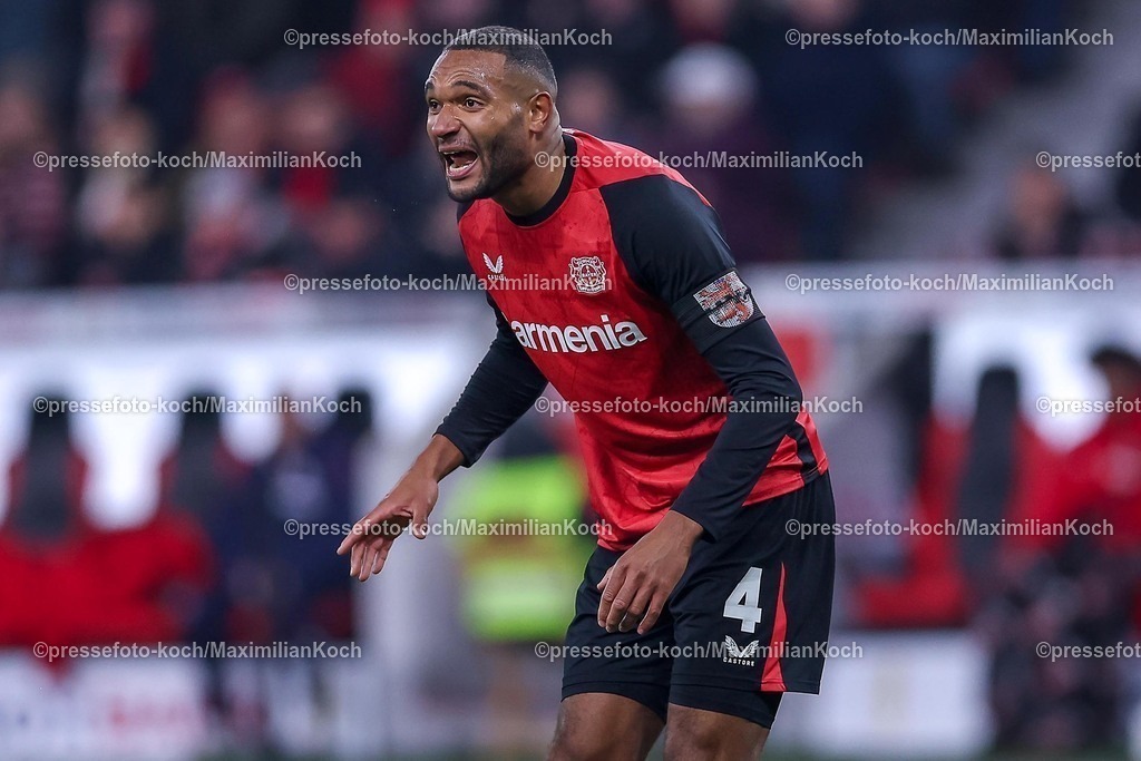 DFB05022501054 | 05.02.2025, Fußball, DFB-Pokal Viertelfinale, Bayer 04 Leverkusen - 1.FC Köln, BayArena, Saison 2024 2025: Jonathan Tah (Bayer04 Leverkusen #4)DFB regulations prohibit any use of photographs as image sequences and or quasi-video.