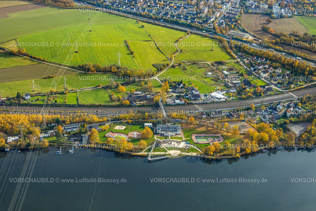 Hagen251100755 | Luftbild, Salitos Beach Hengsteysee Beach Club am Hengsteysee, Strandhaus und Freibad Südufer, Boele, Hagen, Ruhrgebiet, Nordrhein-Westfalen, Deutschland