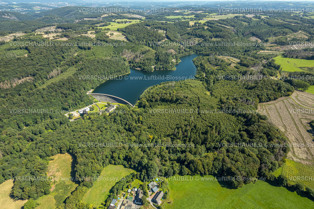 Ennepetal230800899 | Luftbild, Hasper Talsperre und Staumauer, Waldgebiet, Haspe, Hagen, Ruhrgebiet, Nordrhein-Westfalen, Deutschland
