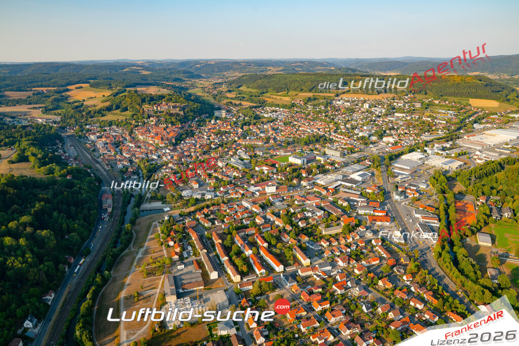 Das Luftbild der Stadt Kronach wurde 2018 vom Flugzeug heraus erstellt (keine Drohne) Aufnahmehöhe ca.400 Meter- hohe Auflösung für beste Druck-Qualität