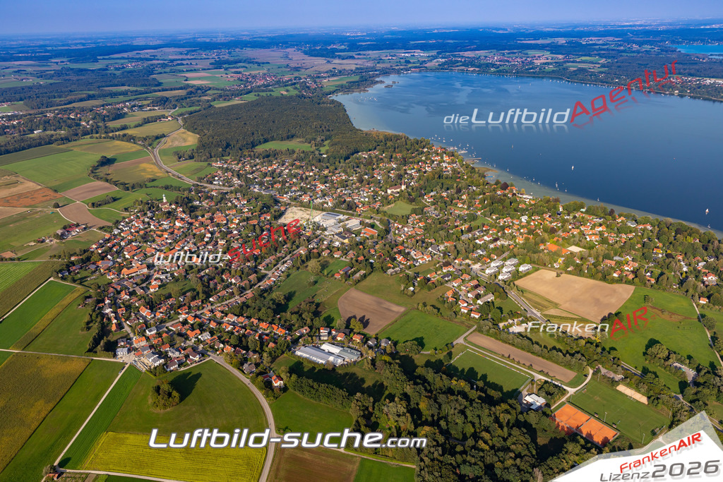 Aktuelles Luftbild von  Schondorf am Ammersee - Die Luftaufnahme wurde 2020 mittels UL-Flugzeug erstellt ( keine Drohne ) - hochauflösende Kamera-Systeme von  Canon -Beste Qualität - Für grossformatige Ausdrucke geeignet. Die Geschenkidee !