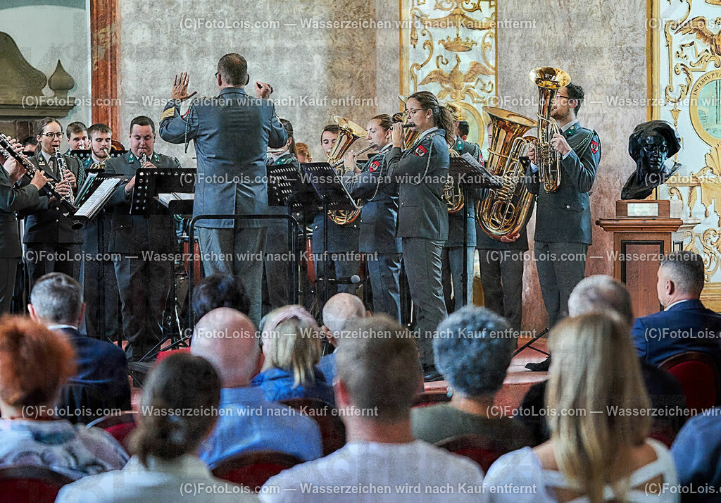 ALS1457_XXXIX-Chopin-Festival_Ausklang_Militaermusikkapelle NOe | (C)FotoLois.com, Alois Spandl, XXXIX. internationales CHOPIN-Festival in der Kartause Gaming, AUSKLANG in der Barockbibliothek mit der Militärmusik Niederösterreich unter der Leitung von Militärkapellmeister Oberst Adolf Obendrauf, So 6. August 2023.