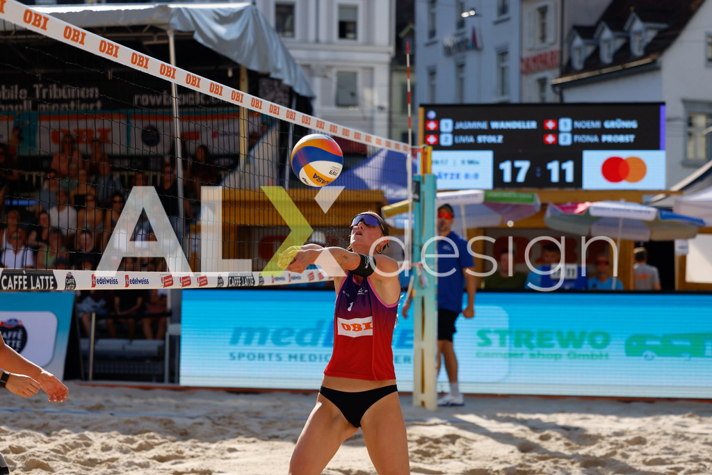 Obi BeachTour 2026 - Basel | BASEL, SWITZERLAND - JULY 17: NOEMI GRÜNIG (SUI) during the Obi BeachTour 2026 match between WANDELER / STOLZ (SUI) and GRÜNIG / PROBST (SUI) at Barfüsserplatz on July 17, 2026 in Basel, Switzerland. - Realisiert mit Pictrs.com