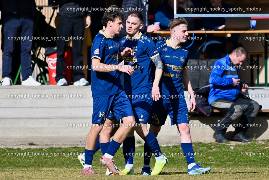 ATUS Velden vs. SPG LASK Amateure OÖ | #24 Alexander Kurz ATUS Velden, Jubel ATUS Velden Mannschaft, #23 Ralph Roman Scheer ATUS Velden, #9 Tom Zurga ATUS Velden, ATUS Velden vs. SPG LASK Amateure OÖ, ATUS Velden vs. SPG LASK Amateure OÖ am 07.03.2026 in Velden (Wald Arena Velden), Austria, (Photo by Bernd Stefan)