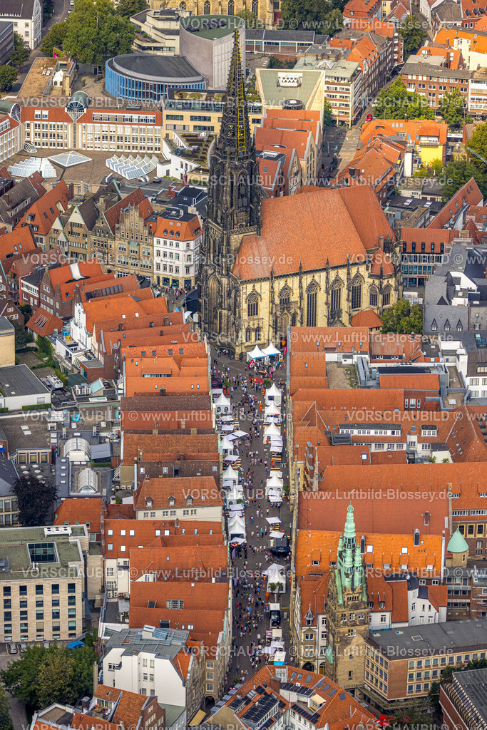 Muenster230880224 | Luftbild, Altstadt Stadtfest "Münster mittendrin" am Prinzipalmarkt, kath. Kirche St. Lamberti, Josef, Münster, Münsterland, Nordrhein-Westfalen, Deutschland