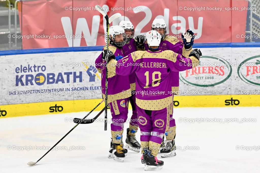 EC Kellerberg vs. EC Arnoldstein | Jubel EC Kellerberg Mannschaft, #18 Orter Andreas EC Kellerberg, #61 Albl Patrick EC Kellerberg, EC Kellerberg vs. EC Arnoldstein, EC Kellerberg vs. EC Arnoldstein am 03.02.2025 in Villach (Stadthalle Villach), Austria, (Photo by Bernd Stefan)