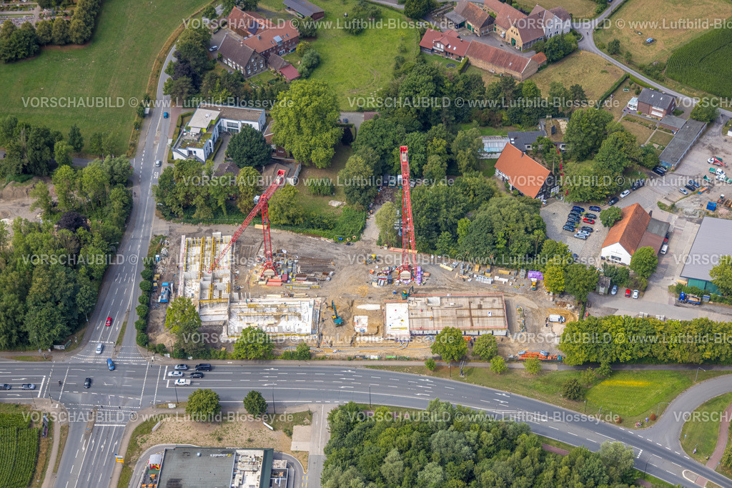 Hamm250701125Rhynern | Luftbild, Straßenkreuzung Werler Straße Bundesstraße B63 und Ostdorfstraße, ehemaliges Gartencenter-Kley an der Ostdorfstraße und Baustelle für geplante Autobahn GmbH, Stadtbezirk Rhynern, Hamm, Ruhrgebiet, Nordrhein-Westfalen, Deutschland