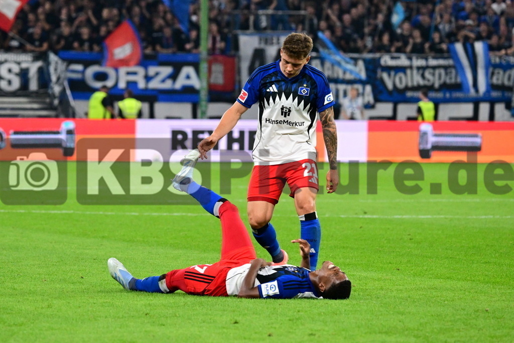 KBS Picture_HSV-FCStPauli_050 | v.v. Omari Warmed (HSV) mit Kraempfen und Remberg Nicolai (HSV) hilft ,Sportplatz :  Volksparkstadion,Hamburger Derby, - Realisiert mit Pictrs.com