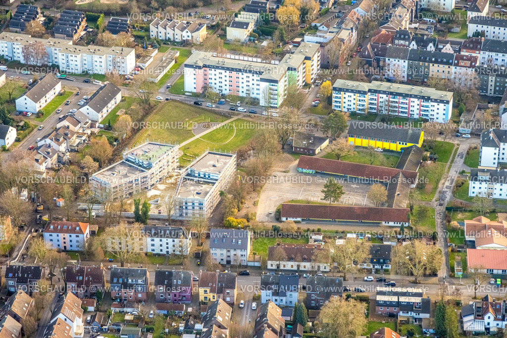 Herne251203872 | Luftbild, Grundschule Ohmstraße, Baustelle mit Neubau Quartierpark Nordstraße Wohnen im Fortuna-Park, Mehrfamilienhäuser, Baukau, Herne, Ruhrgebiet, Nordrhein-Westfalen, Deutschland