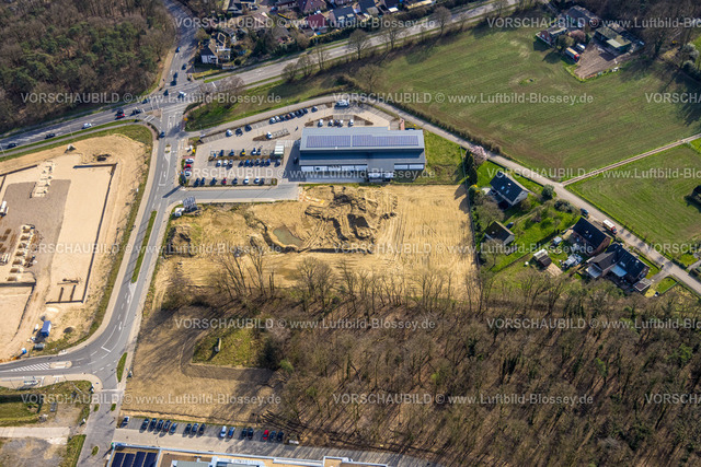 Emmerich240313442 | Luftbild, Baugebiet Georg-Elser-Straße Mona Gewerbepark, Aldi Supermarkt mit Solardach, ehemalige Moritz-von-Nassau-Kaserne, Emmerich, Emmerich am Rhein, Nordrhein-Westfalen, Deutschland