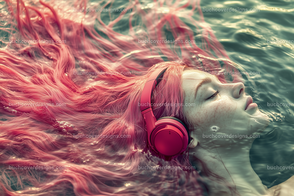 Gesicht einer Frau mit Kopfhörer (70) | face of a woman underwater , with pink colored hair spread over the surface of the image, with a red headphone - close up - studio light - vivid colors - high detail - realistic - photo --chaos 5 --ar 3:2 --stylize 50 --weird 200 --v 6.1 Job ID: 61a1cc3d-d601-4611-a374-0c742b5575a1