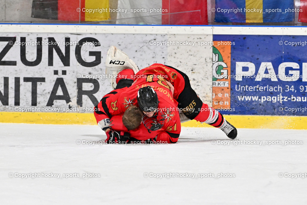 Lendhafen Seelöwen vs. Spartans Althofen | Jubel Spartans Althofen Mannschaft, #25 Mayrobnig Marco Spartans Althofen, #81 Jakobitsch Silvio Spartans Althofen, Lendhafen Seelöwen vs. Spartans Althofen, Lendhafen Seelöwen vs. Spartans Althofen am 14.02.2025 in Ferlach (HTC Eishalle Ferlach), Austria, (Photo by Bernd Stefan)