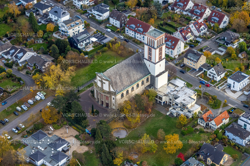 Hagen251101368 | Luftbild, kath. Kirche St. Elisabeth, Hochschulviertel, Hagen, Ruhrgebiet, Nordrhein-Westfalen, Deutschland