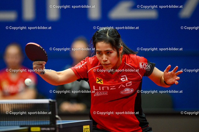 AUT, Tischtennis ETTU Womans Champions League, Linz AG Froschberg (AUT) vs ACL Grand Quevilly (FRA) | 23.10.2023, Sportpark Lissfeld, AUT, Tischtennis ETTU Womans Champions League, Linz AG Froschberg (AUT) vs ACL Grand Quevilly (FRA), im Bild Suthasini Sawettabut (Froschberg Linz)


// ETTU, Tischtennis Womans Champions League between Linz AG Froschberg (AUT) vs ACL Grand Quevilly (FRA) in Linz, Austria on 2023/10/23