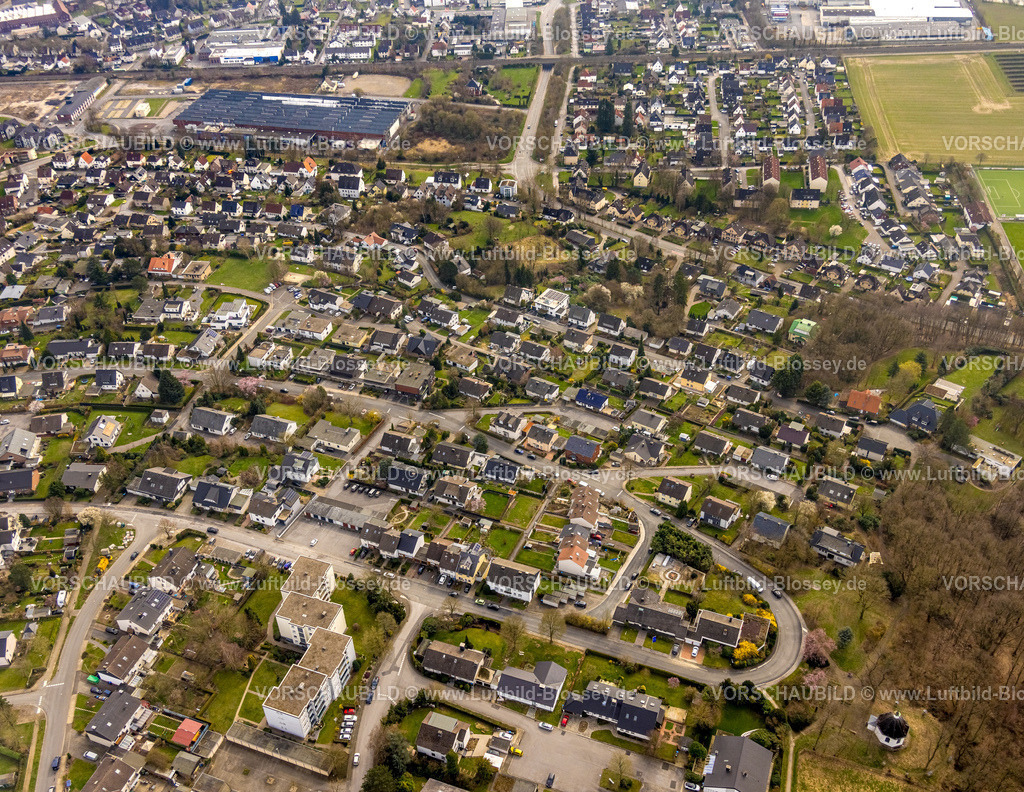 Wickede240307800 | Luftbild, Wohngebiet um die Antoniusstraße und Am Lehmacker, hinten das Werk Wickede Mannesmann Precision Tubes GmbH, Wickede/Ruhr, Nordrhein-Westfalen, Deutschland