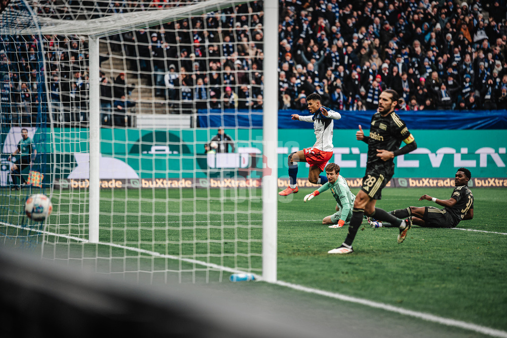Fußball | Männer | Saison 2025/2026 | 1. Fußball-Bundesliga | 22. Spieltag | Hamburger SV vs. 1. FC Union Berlin | 14.02.2026 | Tor von Ransford-Yeboah Königsdörffer (#11, HSV)