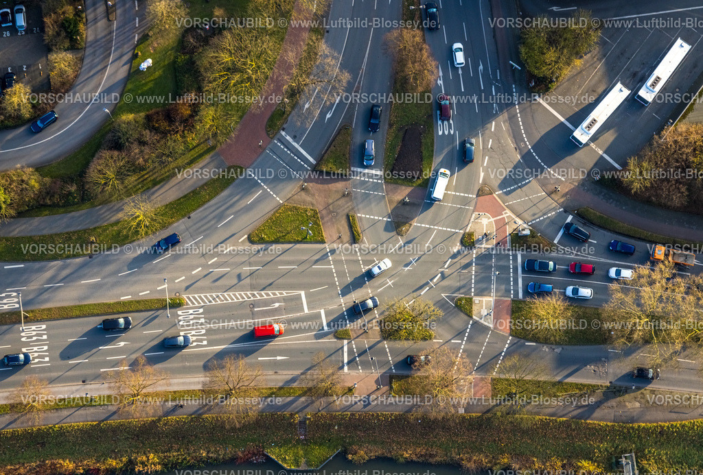 Hamm241200808 | Luftbild, Straßenverkehr Straßenkreuzung Hafenstraße und Westring Bundesstraße B63, Mitte, Hamm, Ruhrgebiet, Nordrhein-Westfalen, Deutschland