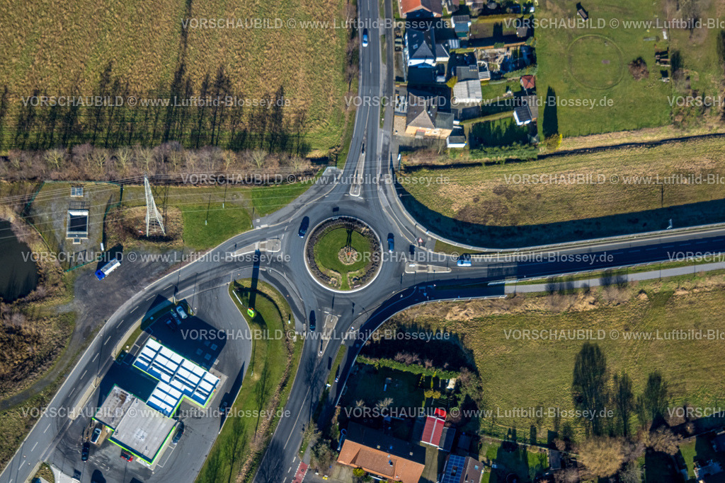 Selm230205438 | Luftbild, Kreisverkehr Kreisstraße und Bundesstraße B236, Beifang, Selm, Münsterland, Nordrhein-Westfalen, Deutschland