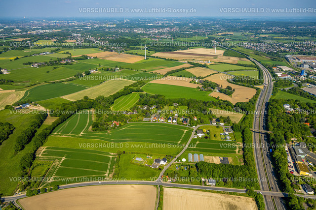 Witten240506803 | Luftbild, Vöckenberg Wiesen und Felder Frischluftschneise, Windräder und Bau eines Windrades an der Baroper Straße, Autobahn A44, Annen, Witten, Ruhrgebiet, Nordrhein-Westfalen, Deutschland