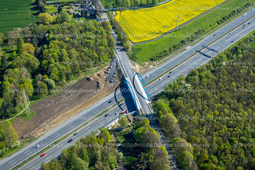 Kamen230406003 | Luftbild, Neue Brücke Hammer Straße über die Autobahn A2, Baustelle mit Neubau, Kamen, Ruhrgebiet, Nordrhein-Westfalen, Deutschland