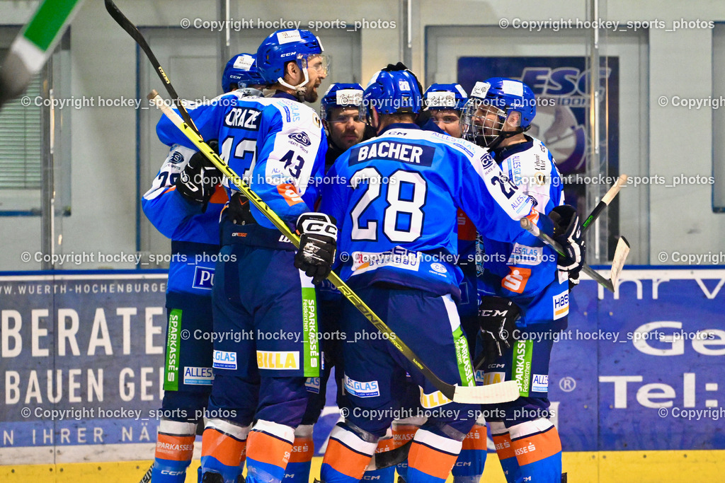 ESC Sparkasse STEINDORF vs. UECR Huben | Jubel ESC Steindorf Mannschaft, #28 Bacher Stefan ESC Steindorf, #43 Oraze Martin ESC Steindorf, #69 Kreuzer Philipp ESC Steindorf, #57 Wilfan Franz ESC Steindorf, #79 Petrik Benjamin ESC Steindorf, ESC Sparkasse STEINDORF vs. UECR Huben, ESC Sparkasse STEINDORF vs. UECR Huben am 30.01.2026 in Steindorf (Ossiachersee Halle), Austria, (Photo by Bernd Stefan)