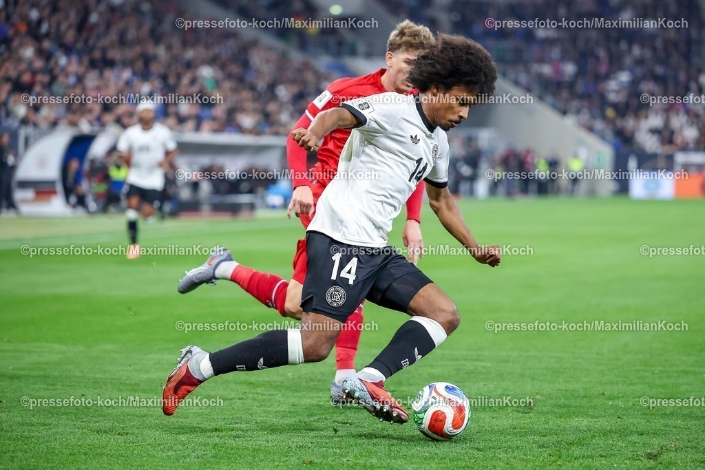 DFB10102502170 | 10.10.2025, Fußball, Länderspiel, Deutschland - Luxemburg, UEFA WM-Qualifikation, 2025/2026, Gruppe A, PreZero Arena in Sinsheim: Karim Adeyemi (GER #14) DFB regulations prohibit any use of photographs as image sequences and or quasi-video.