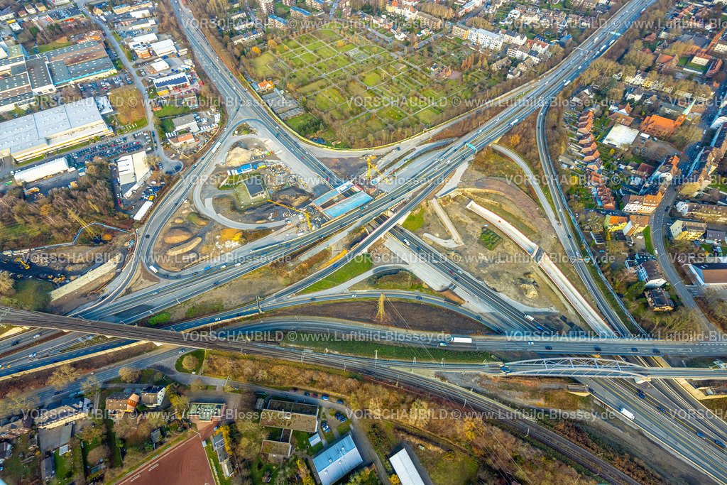 Herne251203711 | Luftbild, Autobahnkreuz Herne Großbaustelle, Autobahn A43 und Autobahn A42, Baukau, Herne, Ruhrgebiet, Nordrhein-Westfalen, Deutschland