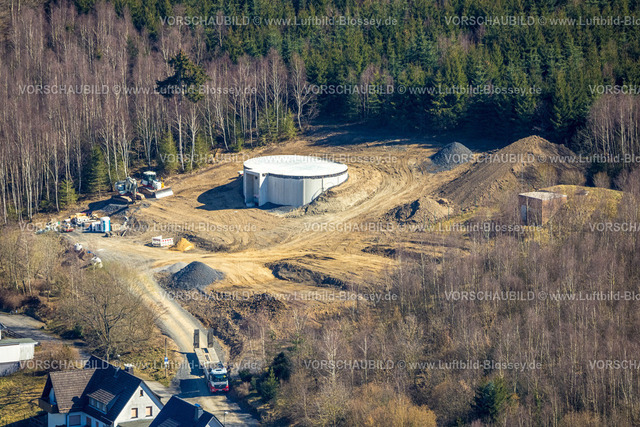Sundern250304528 | Luftbild, Baustelle für Windrad, Windkraftanlage, Ludwigstraße am Waldrand, Sundern, Sauerland, Nordrhein-Westfalen, Deutschland