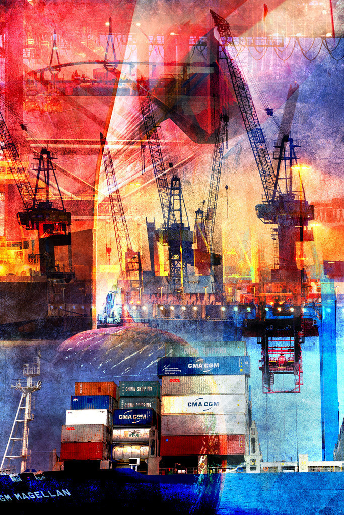 10200311 - Port of Hamburg | Moderne Hamburg Collage im Pop Art Stil.
