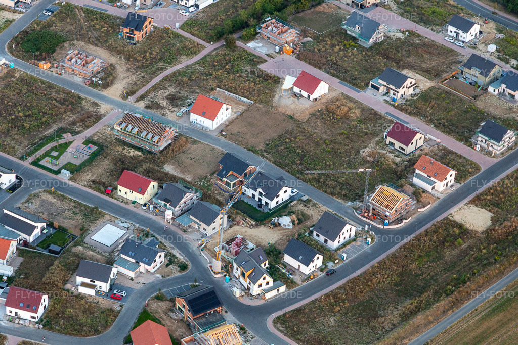 Luftbild: Neubaugebiet K2, Rosenweg in Kandel im Bundesland Rheinland-Pfalz in Deutschland. Foto: IMG_133875.jpg vom 16.08.2022 durch Werner Riehm/FLY-FOTO.de
