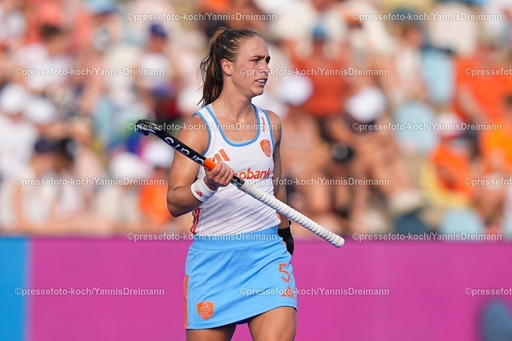xydrx13082503053 | 13.08.2025, xydrx, Frauen EuroHockey Championship 2025, Gruppenphase, Gruppe A, Niederlande - Frankreich, Sparkassenpark Mönchengladbach: Lisa Post (NED #5)