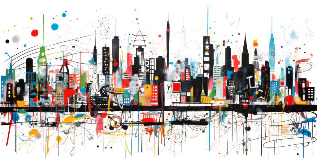 2307165  - Abstrakte Skyline | Abstrakte bunte Skyline im Streetart-Graffiti Stil, inspiriert von New York.