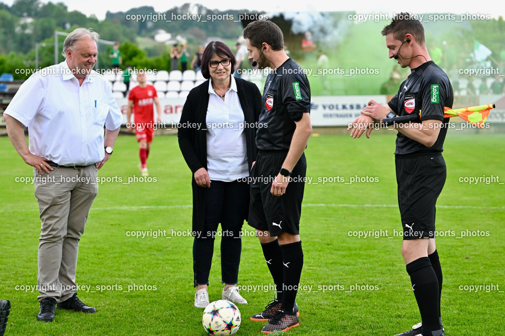 SV Feldkirchen vs. ATSV Wolfsberg 26.5.2023 | Bürgermeister Feldkirchen Martin Treffner, SV Feldkirchen Obfrau Ingrid Maier, Hopfgartner Christoph, Dietz Holger, Referees
