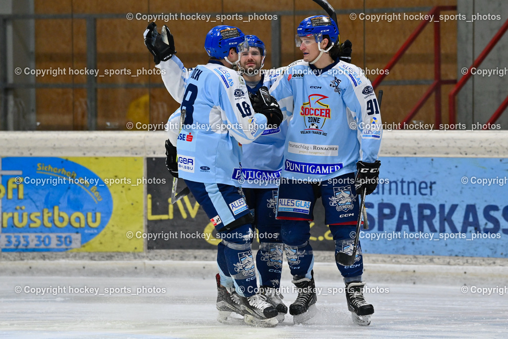 EC Spittal Hornets vs. ESC Steindorf 7.12.2022 | Jubel ESC Steindorf Mannschaft, #91 Kravanja Kristian, #57 Wilfan Franz, #18 Pöck Markus