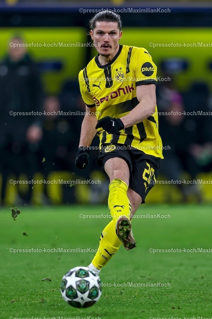 UCL1902250102301 | 19.02.2025, Fußball, UEFA Champions League, Borussia Dortmund - Sporting Lissabon, Signal Iduna Park, Knockout phase play-offs, Saison 2024 2025: Marcel Sabitzer (BVB #20)