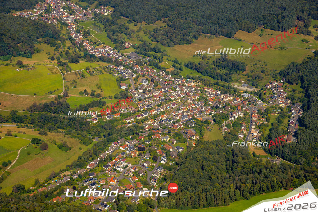 Das Luftbild zeigt :  Heimbuchenthal - Die Luftaufnahme wurde 2024 vom UL-Flugzeug aus erstellt ( keine Drohne ) - Hochauflösende Luftaufnahme - Für grossformatige Ausdrucke geeignet. Die Geschenkidee !Mit Lizenz und Bildrechte bestellbar
