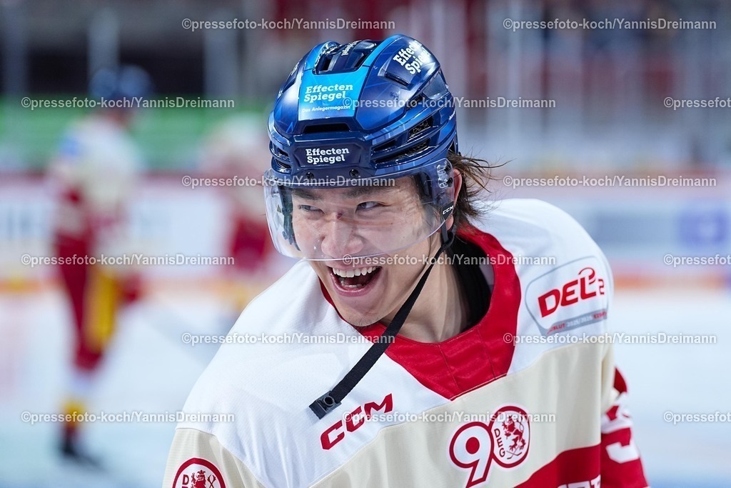 xYDR12102501045 | 12.10.2025, xydrx, Eishockey, DEL2, Düsseldorfer EG - Eispiraten Crimmitschau, PSD Bank Dome Düsseldorf: Yushiroh Hirano (Düsseldorfer EG #91)