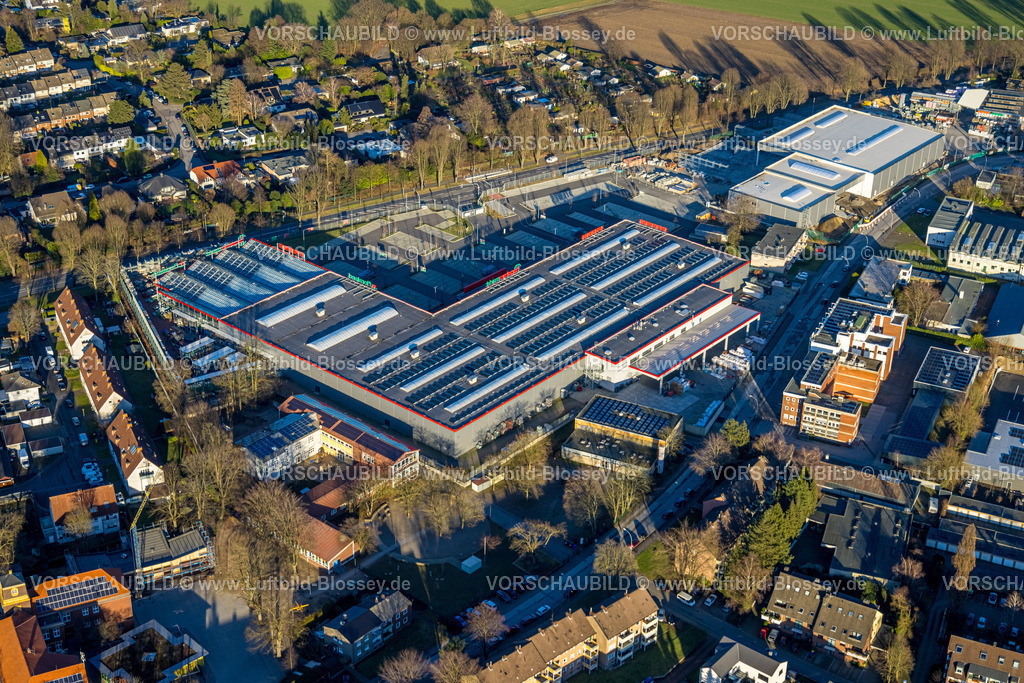 Gladbeck240108213 | Luftbild, Gewerbegebiet Krusenkamp, Neubau Hagebaumarkt mit Solardach, Zweckel, Gladbeck, Ruhrgebiet, Nordrhein-Westfalen, Deutschland