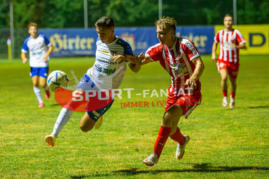 FC KAC - SK Treibach 2-2, Kärntner Liga | Alexander Bergmann (FC KAC #19) Edin Serdarevic (SK Treibach #19) FC KAC - SK Treibach 2-2 am 25.08.2023 in Klagenfurt
(Sportplatz KAC), Austria, (Photo by Ernst Krawagner sport-fan.at) - Realisiert mit Pictrs.com