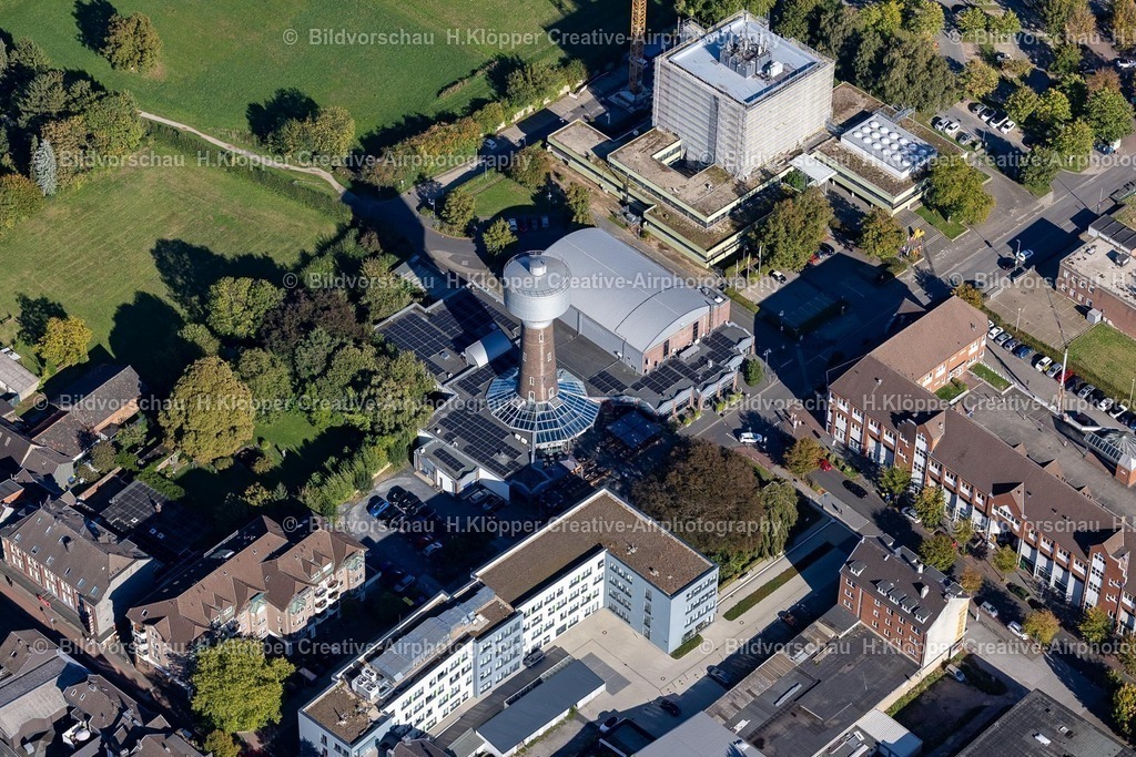 Lufbilder Alsdorf-5948 | Bauwerk des Industriedenkmales Wasserturm " Wasserturm, Hubertusstraße " an der Hubertusstraße, Otto-Wels-Straße in Alsdorf - Realisiert mit Pictrs.com