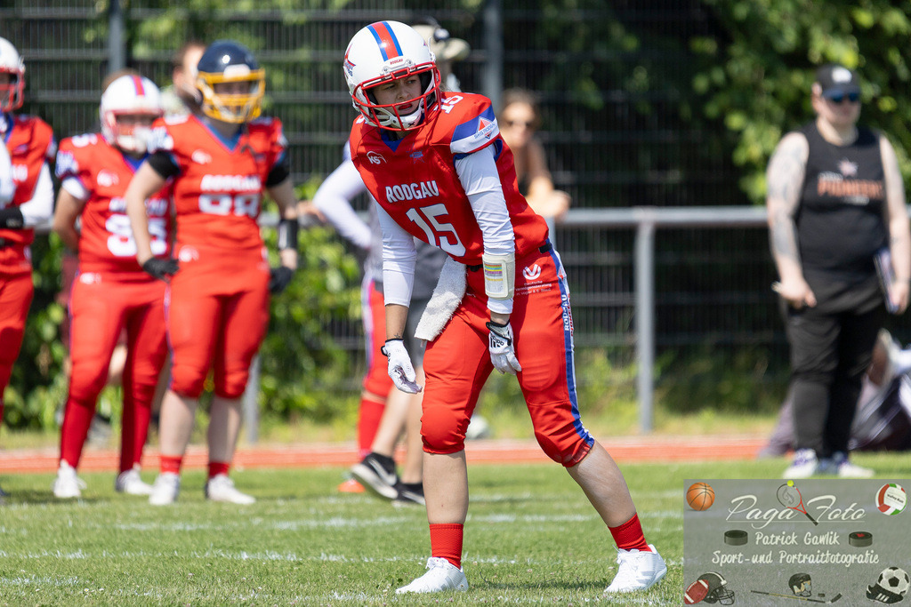 GFLW 1: German Football League Women 1: Rodgau Pioneers Ladies - Stuttgart Scorpions Sisters, 07.06.2026 | Selina Schirmer (Rodgau Pioneers Ladies #15), Freisteller, Portrait / Porträt, Rodgau Pioneers Ladies - Stuttgart Scorpions Sisters, Rodgau, Maingau-Energie-Stadion "Am Weichsee", 7.6.2026 - Realisiert mit Pictrs.com