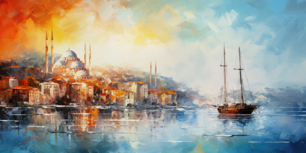 2307203 - Am Bosporus | Abstraktes digitales Gemälde vom Bosporus und der Stadt Istanbul.