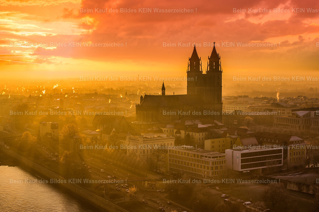 Magdeburg Dom Luftbild von oben Sonnenuntergang Schleinufer orange 2016 Magdeburger Platte LR-0509 | Magdeburg Dom Luftbild  Sonnenuntergang Schleinufer  - Realisiert mit Pictrs.com