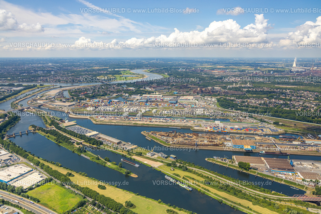 Duisburg250703180Nord | Luftbild, Duisburger Hafen Gesamtansicht, Fluss Rhein, Insel Pontwert, Ruhrort, Duisburg, Ruhrgebiet, Nordrhein-Westfalen, Deutschland