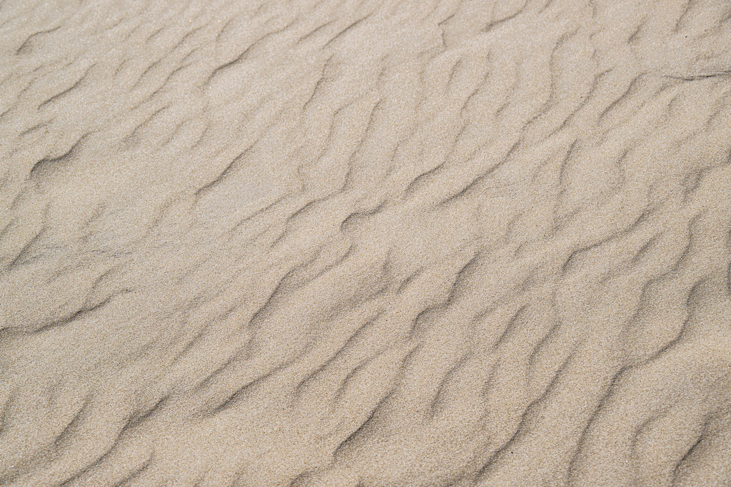 Vom Wind geformte Rippelmarken im feinen Sandstrand auf der Nordseeinsel Texel | Nahaufnahme von natürlichen Wellenstrukturen (Rippelmarken) im Sandstrand auf der niederländischen Nordseeinsel Texel. Die feine Oberflächenstruktur wurde durch Wind und Gezeiten geformt und zeigt das ästhetische Zusammenspiel der Naturkräfte an der Küste. Die grafische Aufnahme eignet sich ideal als Hintergrundbild, Symbolfoto oder für redaktionelle Beiträge zu den Themen Küstendynamik, Geologie, Naturphänomene, Klimawandel, Umweltschutz sowie Urlaub an der Nordsee. - Realisiert mit Pictrs.com