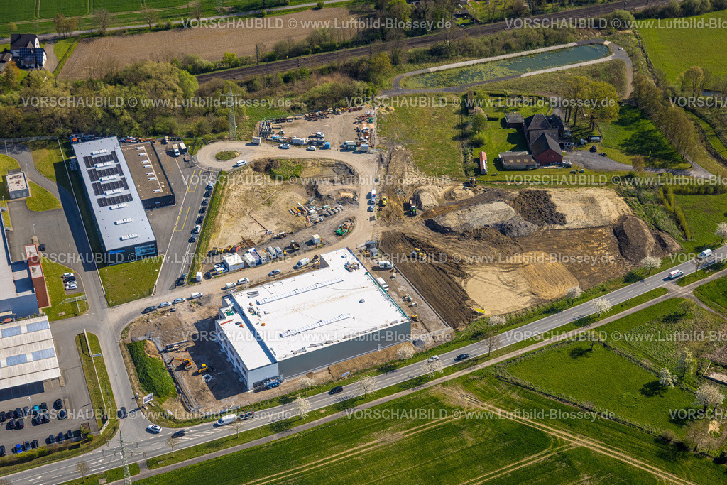 Hamm260400743Bockum-Hoevel | Luftbild, Baustelle mit Neubau im Gewerbegebiet  Lipperandstraße zwischen Römerstraße und Bahnlinie, Bockum-Hövel, Hamm, Ruhrgebiet, Nordrhein-Westfalen, Deutschland