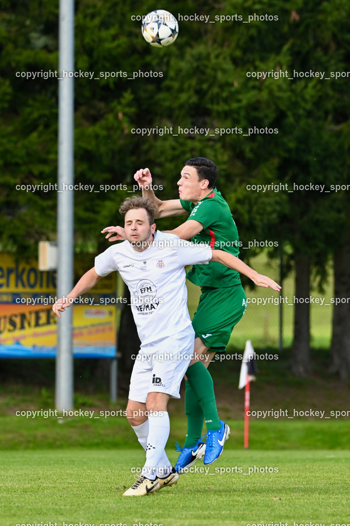 FC ASKÖ Gmünd vs. Union Matrei  | #19 Luca Jakob Blassnig Matrei, #19 Nico Payer FC Gmünd, FC ASKÖ Gmünd vs. Union Matrei , FC ASKÖ Gmünd vs. Union Matrei  am 21.09.2024 in Gmünd (Sportplatz Gmünd), Austria, (Photo by Bernd Stefan)