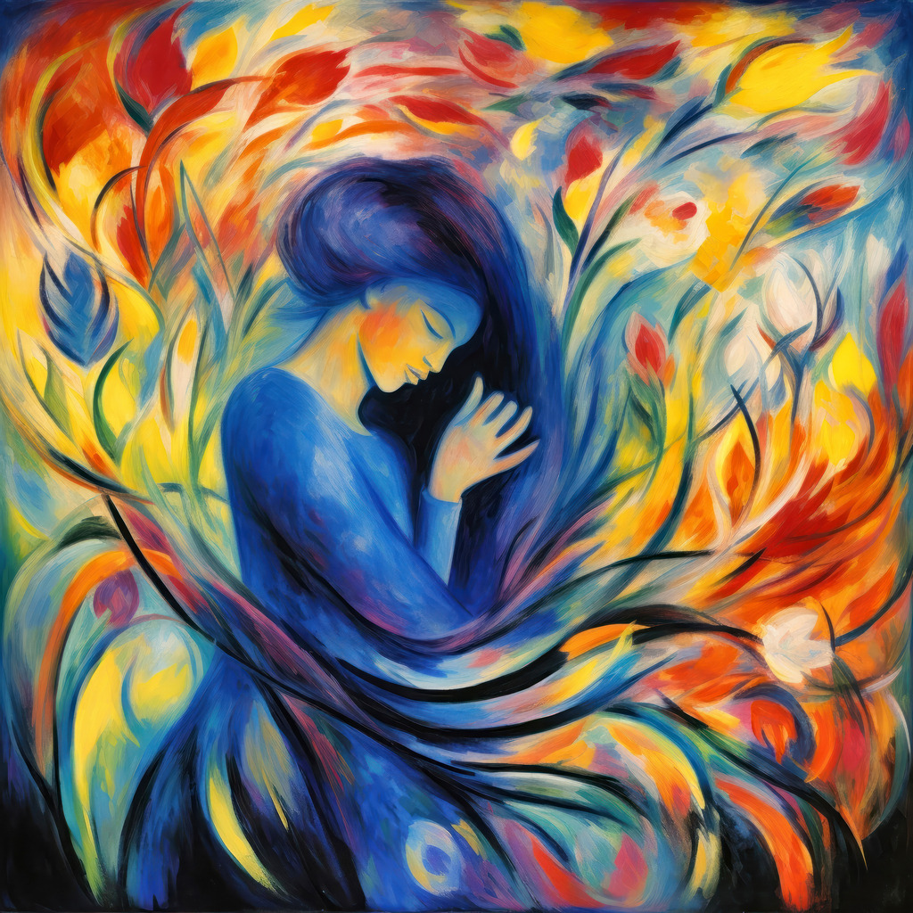 2312038 - Labyrinth der Gedanken | Motiv einer Frau im Kreislauf ihrer Gedanken im Stil eines Gemäldes.