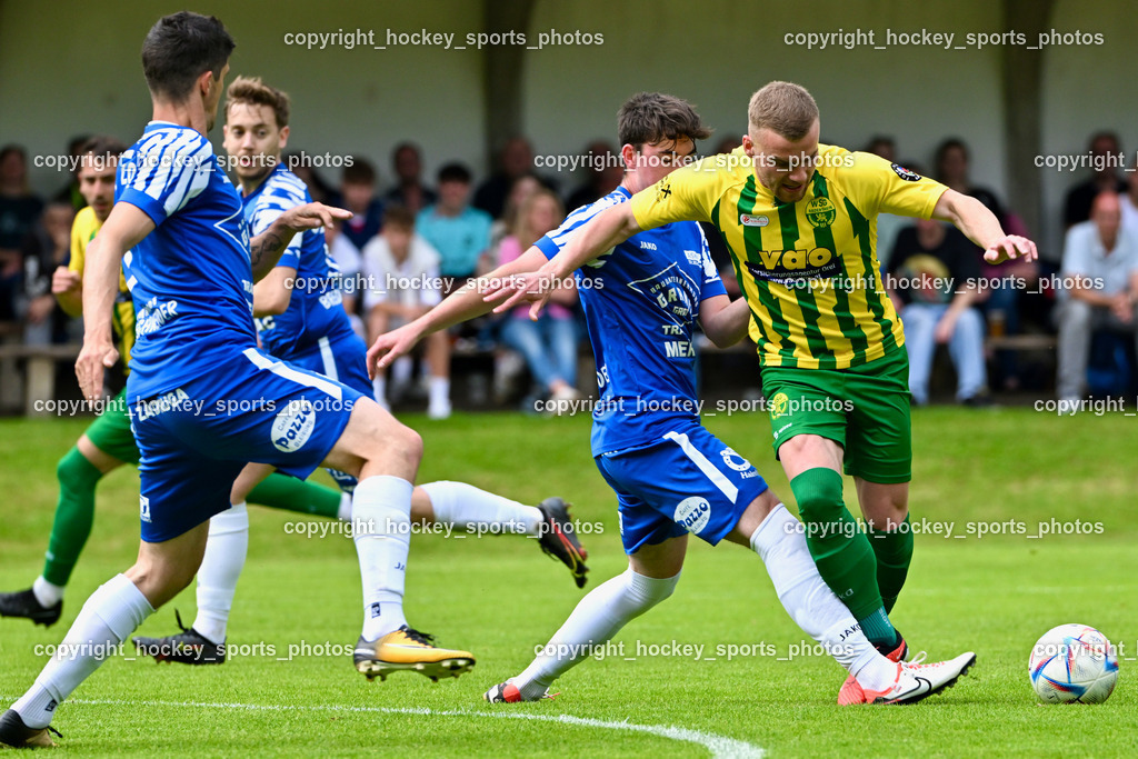 WSG Radenthein vs. St. Michael ob Bleiburg | #11 Tobias Suschnig St. Michael ob Bleiburg, #98 Gaber Petric WSG Radenthein, #7 Christopher Knauder St. Michael ob Bleiburg, WSG Radenthein vs. St. Michael ob Bleiburg, WSG Radenthein vs. St. Michael ob Bleiburg  am 15.06.2024 in Radenthein (Sportplatz Radenthein), Austria, (Photo by Bernd Stefan)