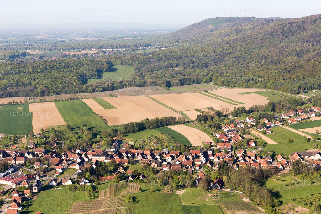 Aerial view: View of the town in Cleebourg in the state Bas-Rhin, France.Photo: IMG_099305.jpg taken on 04/30/2017 by Werner Riehm/FLY-FOTO.comResolution of the original: 5472 x 3648 px
